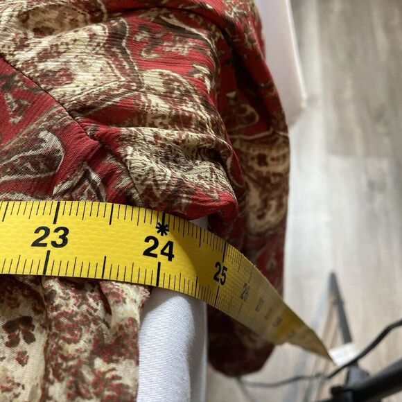 Jones & Co Women's Red Paisley Floral Button Up Shirt Size 20W Ruffle Boho Flowy - Picture 4 of 11